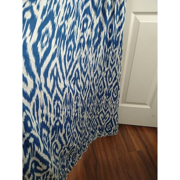 Elan Woman OS Maxi Dress Cristina Halter Blue Print NWT Boho Lagenlook Casual - Picture 8 of 8